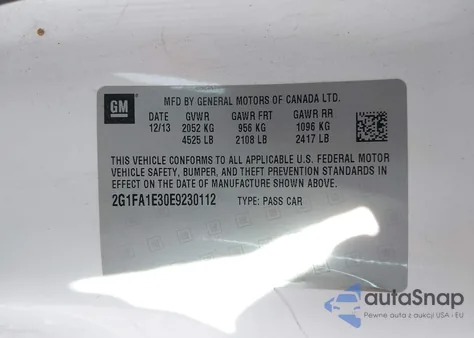 2014 Chevrolet Camaro 2Ls z USA, uszkodzony, nr VIN 2G1FA1E30E9230112